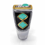 Men's Vintage 925 Silver Viking Warrior Turquoise Bear Claw Ring
