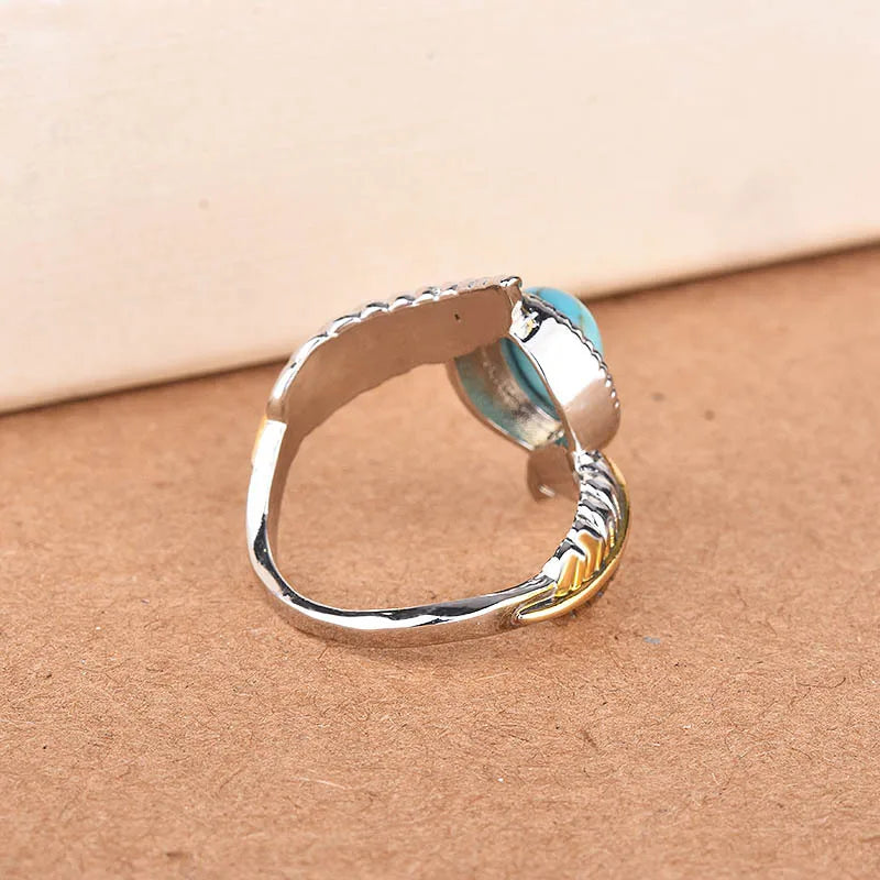 Finger Rings 925 Silver Jewelry with Turquoise Gemstone