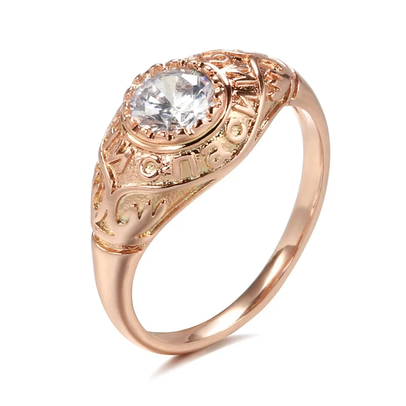 Rose Gold Faith Zircon Micro-Wax Inlay Ring for WomenWHITE7