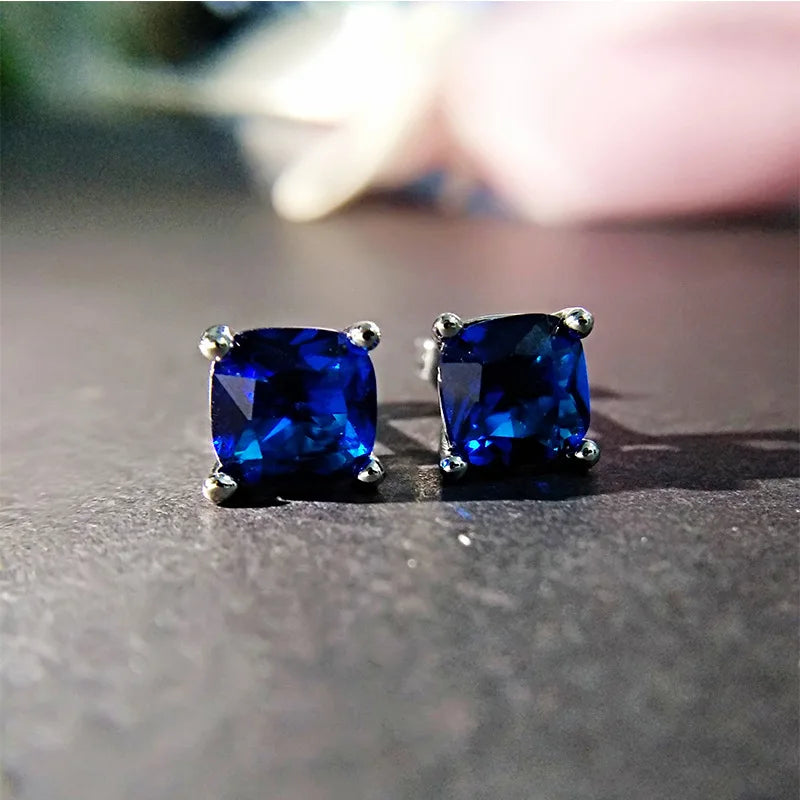 Silver Sud Earrings 925 Jewelry Gemstones Sapphire