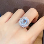 Aquamarine Silver Ring Genuine Gemstone