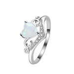 925 Silver Jewelry Heart Shape Created Opal Zircon Gemstone Finger Ring