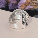Vintage Natural Abalone Stone Silver Plated Man and Women Jewelry Ring
