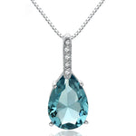 Natural Blue Topaz Pendant Silver Aquamarine Fashion Necklace Pendant WomenBlue