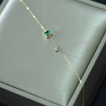 Simple Emerald Crystal Silver Chain BraceletBracelet