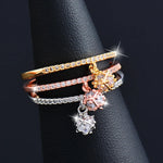 Charm Cubic Zirconia Crystal Hollow Square Pendant Ring