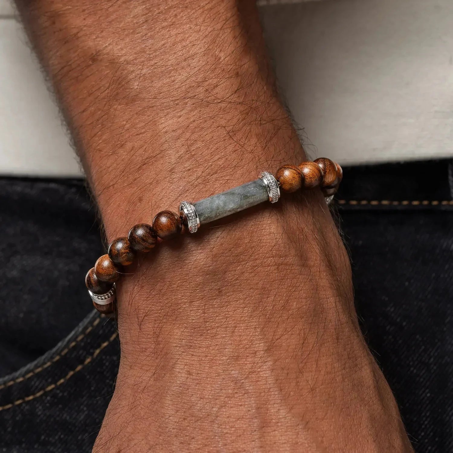 Whispered Light Agarwood Labradorite Charm BraceletBracelets - Mens