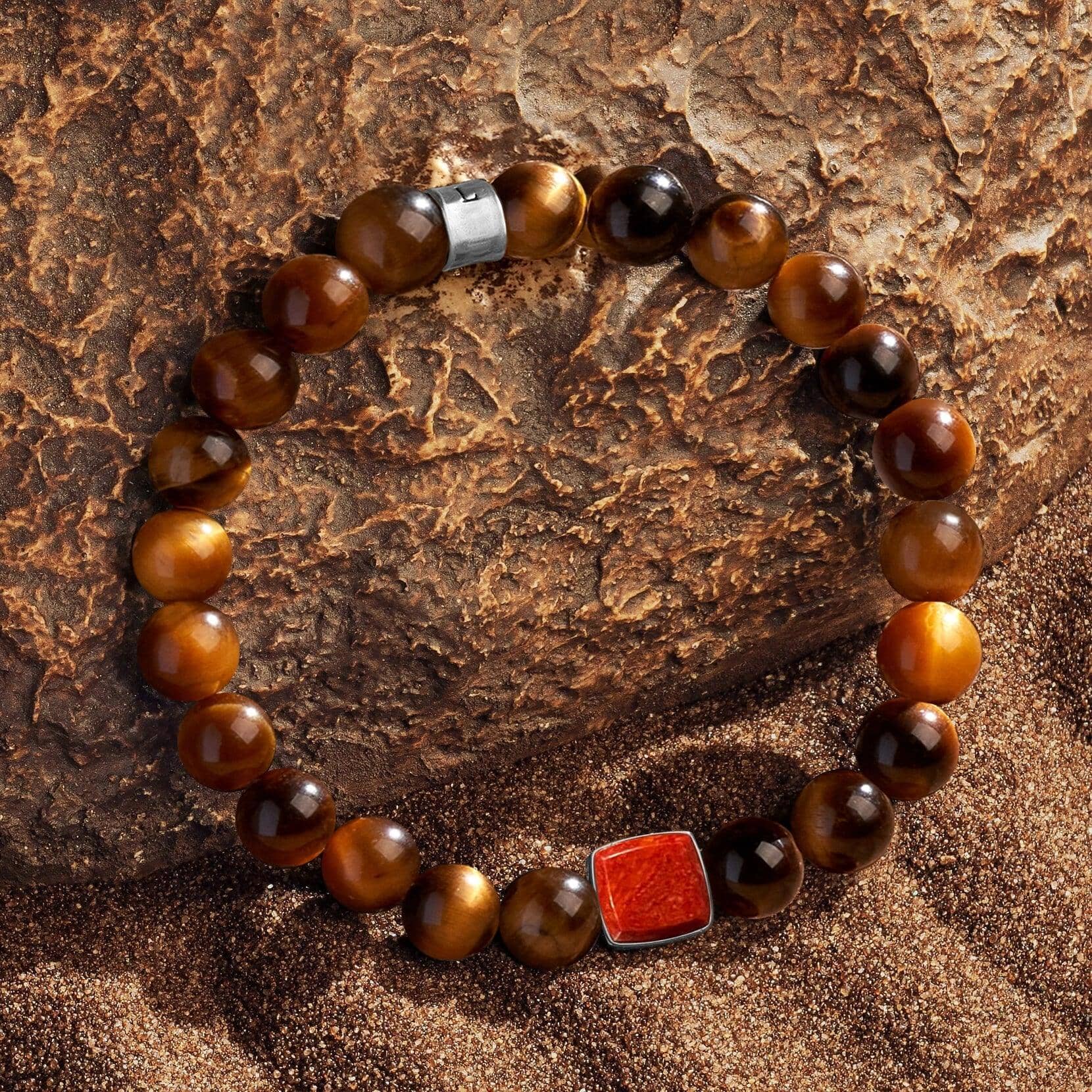 Impeccable Spirit Wood Coral Charm Silver BraceletBracelets - Mens