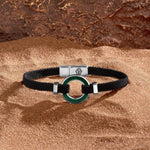 Positive Vibrations Malachite Karma Circle Men’s Black String BraceletBracelets - Mens