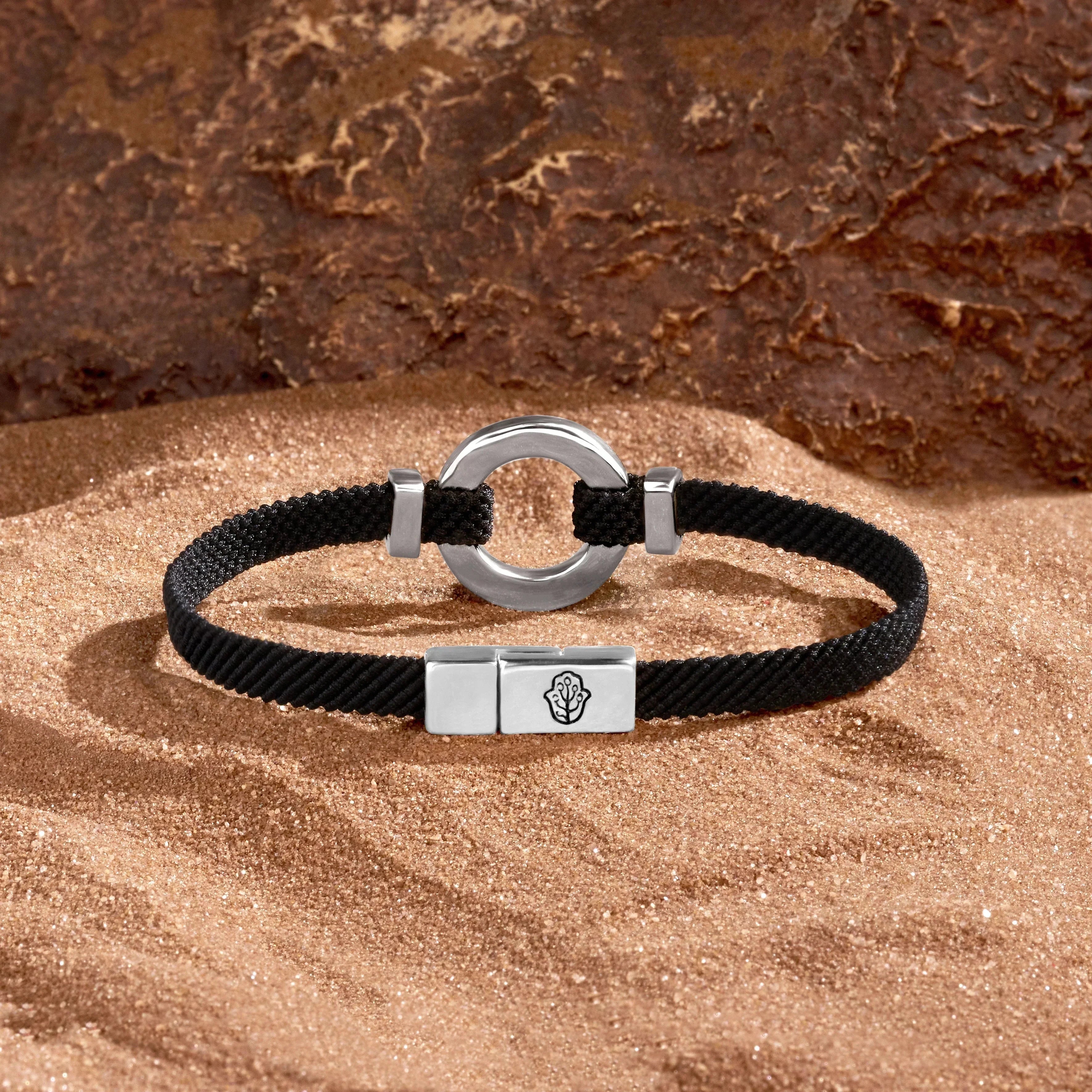 Positive Vibrations Malachite Karma Circle Men’s Black String BraceletBracelets - Mens