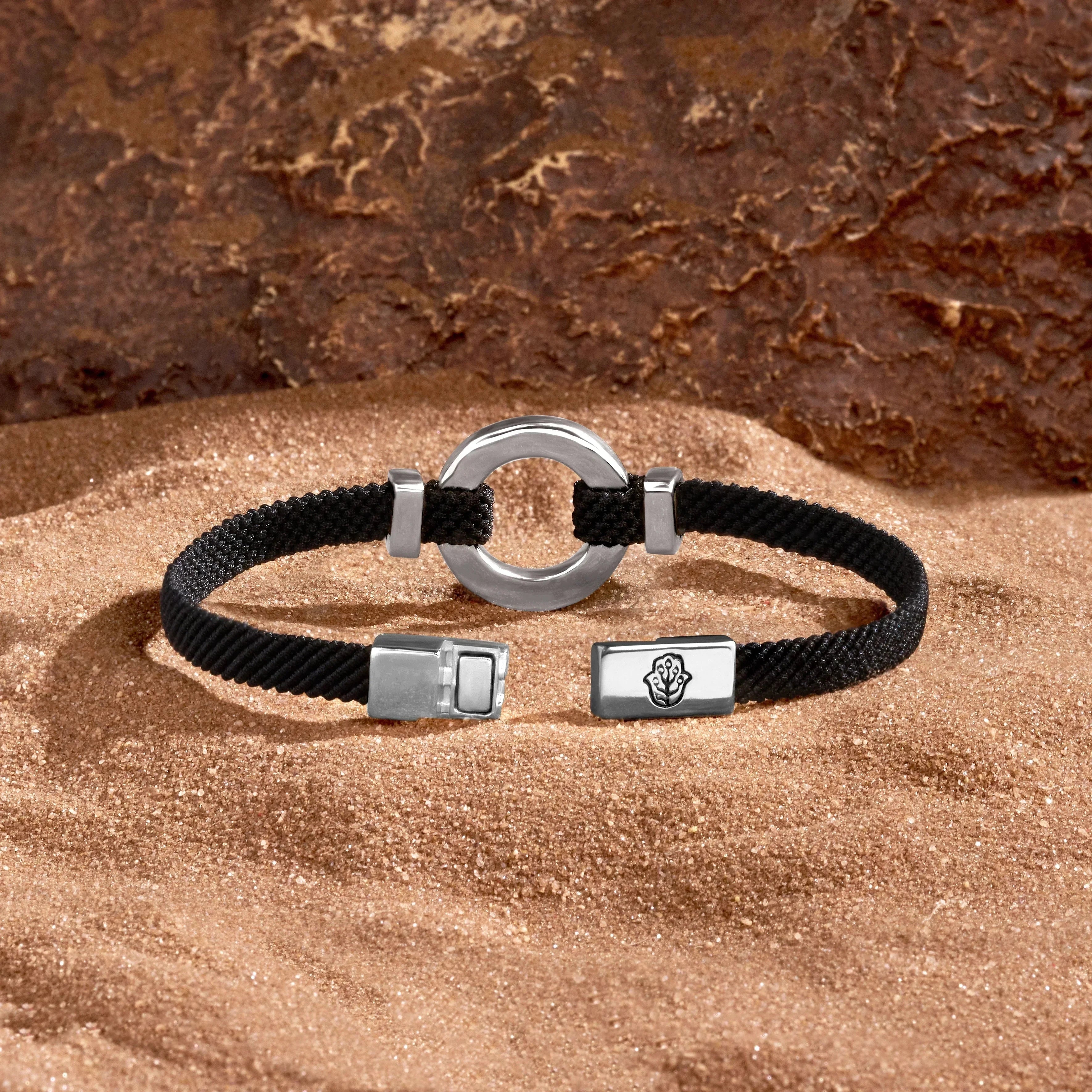 Positive Vibrations Malachite Karma Circle Men’s Black String BraceletBracelets - Mens