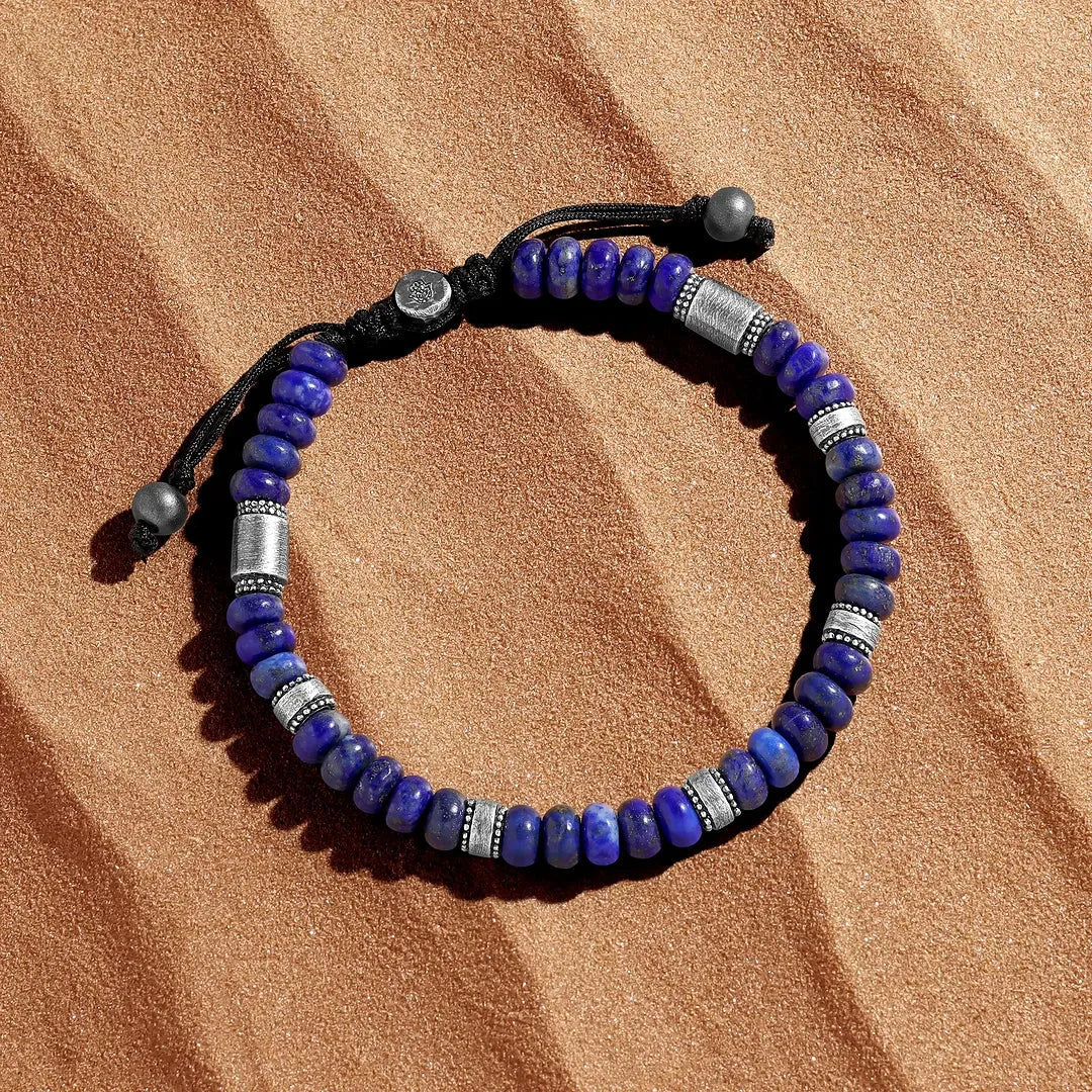 Midnight Sky Deep Lapis Macramé BraceletBracelets - Mens