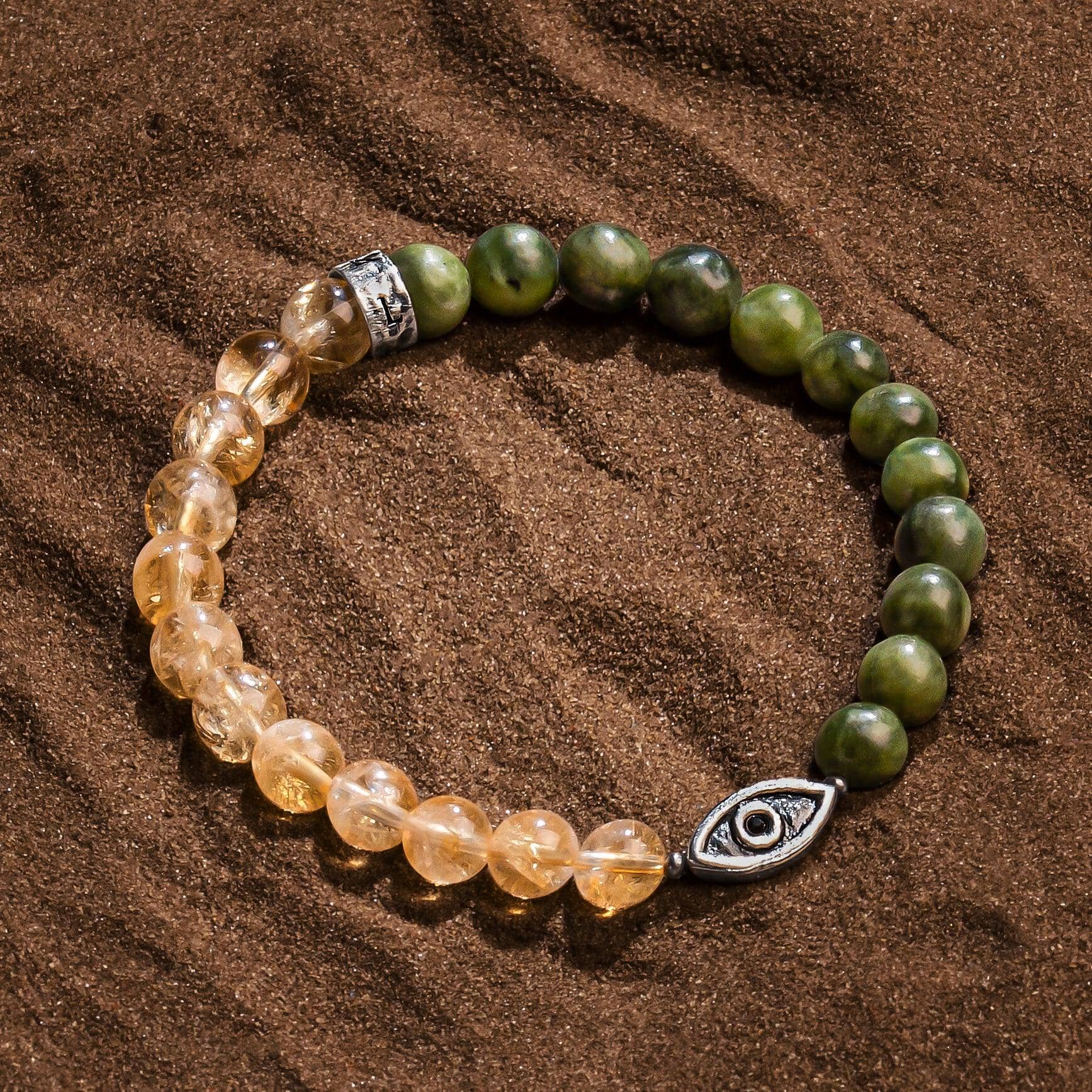 Contagious Optimism - Jade Citrine Evil Eye Charm BraceletBracelets - Mens