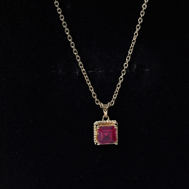 Princess Cut Lab Created Ruby Solitaire Pendant with Rope FramePendants