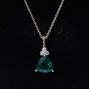 3.5 Carat Trilliant Cut Lab Grown Emerald Diamond Bridal Necklace With ChainPendants