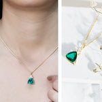 3.5 Carat Trilliant Cut Lab Grown Emerald Diamond Bridal Necklace With ChainPendants