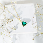 3.5 Carat Trilliant Cut Lab Grown Emerald Diamond Bridal Necklace With ChainPendants