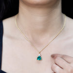 3.5 Carat Trilliant Cut Lab Grown Emerald Diamond Bridal Necklace With ChainPendants