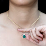 3.5 Carat Trilliant Cut Lab Grown Emerald Diamond Bridal Necklace With ChainPendants