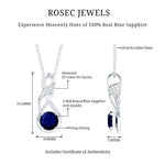 Natural 1 Carat Blue Sapphire Infinity Necklace with Silver ChainPendants