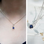 Natural 1 Carat Blue Sapphire Infinity Necklace with Silver ChainPendants