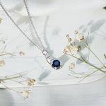Natural 1 Carat Blue Sapphire Infinity Necklace with Silver ChainPendants