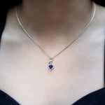 Natural 1 Carat Blue Sapphire Infinity Necklace with Silver ChainPendants