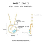 Genuine Sky Blue Topaz and Diamond Swirl Necklace with Silver ChainPendants