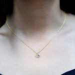 Genuine Sky Blue Topaz and Diamond Swirl Necklace with Silver ChainPendants