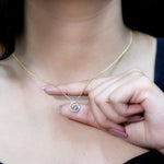 Genuine Sky Blue Topaz and Diamond Swirl Necklace with Silver ChainPendants