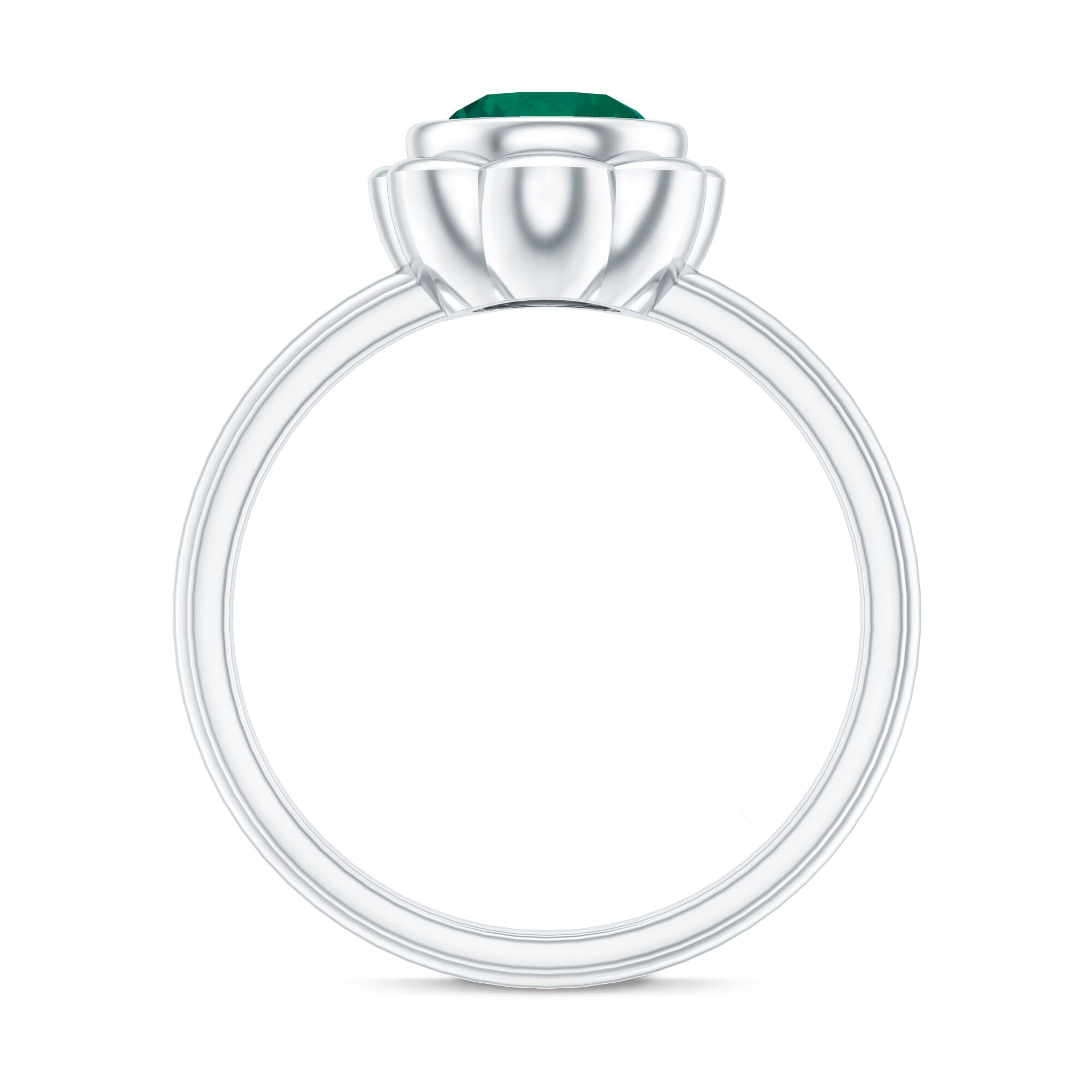Bezel Set Lab Created Emerald Solitaire Engagement RingRings