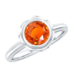 1.5 Carat Lab Grown Orange Sapphire Bezel Set Engagement RingRingsAAAA92.5 Sterling Silver