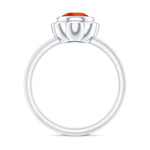 1.5 Carat Lab Grown Orange Sapphire Bezel Set Engagement RingRings