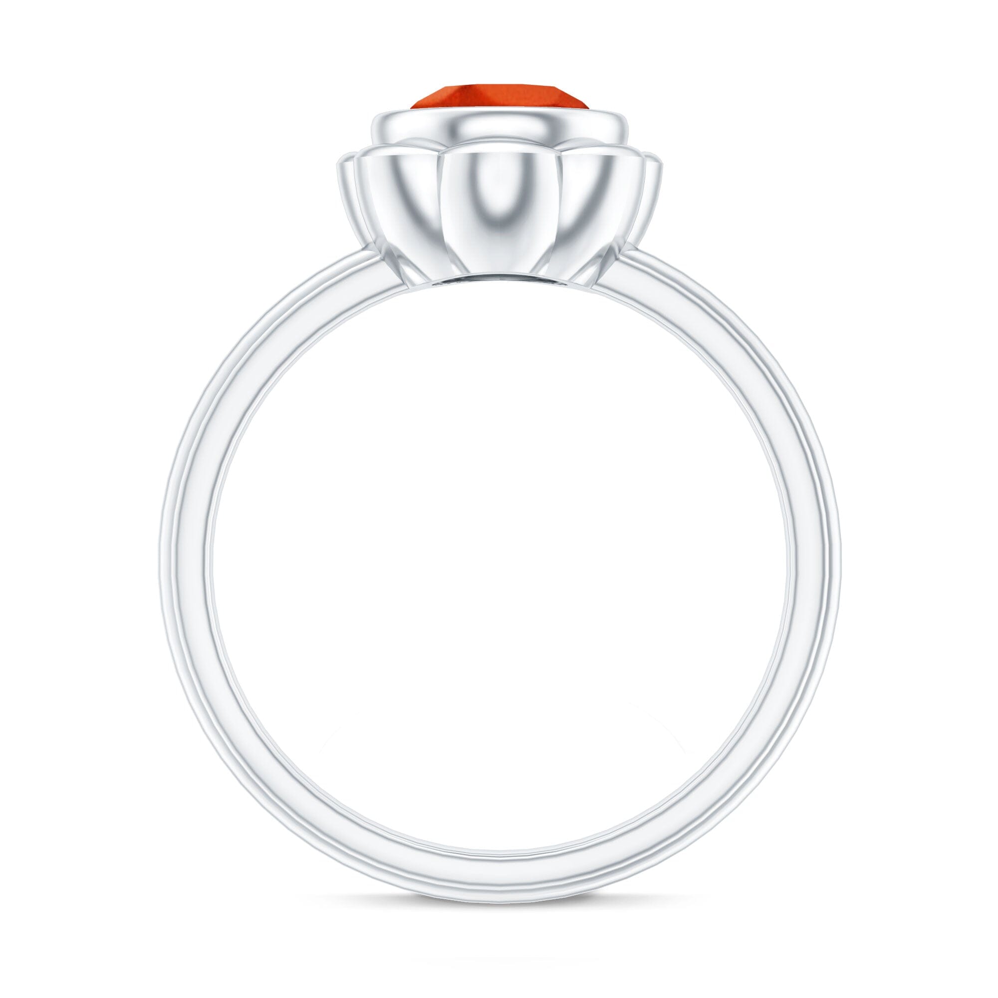 1.5 Carat Lab Grown Orange Sapphire Bezel Set Engagement RingRings