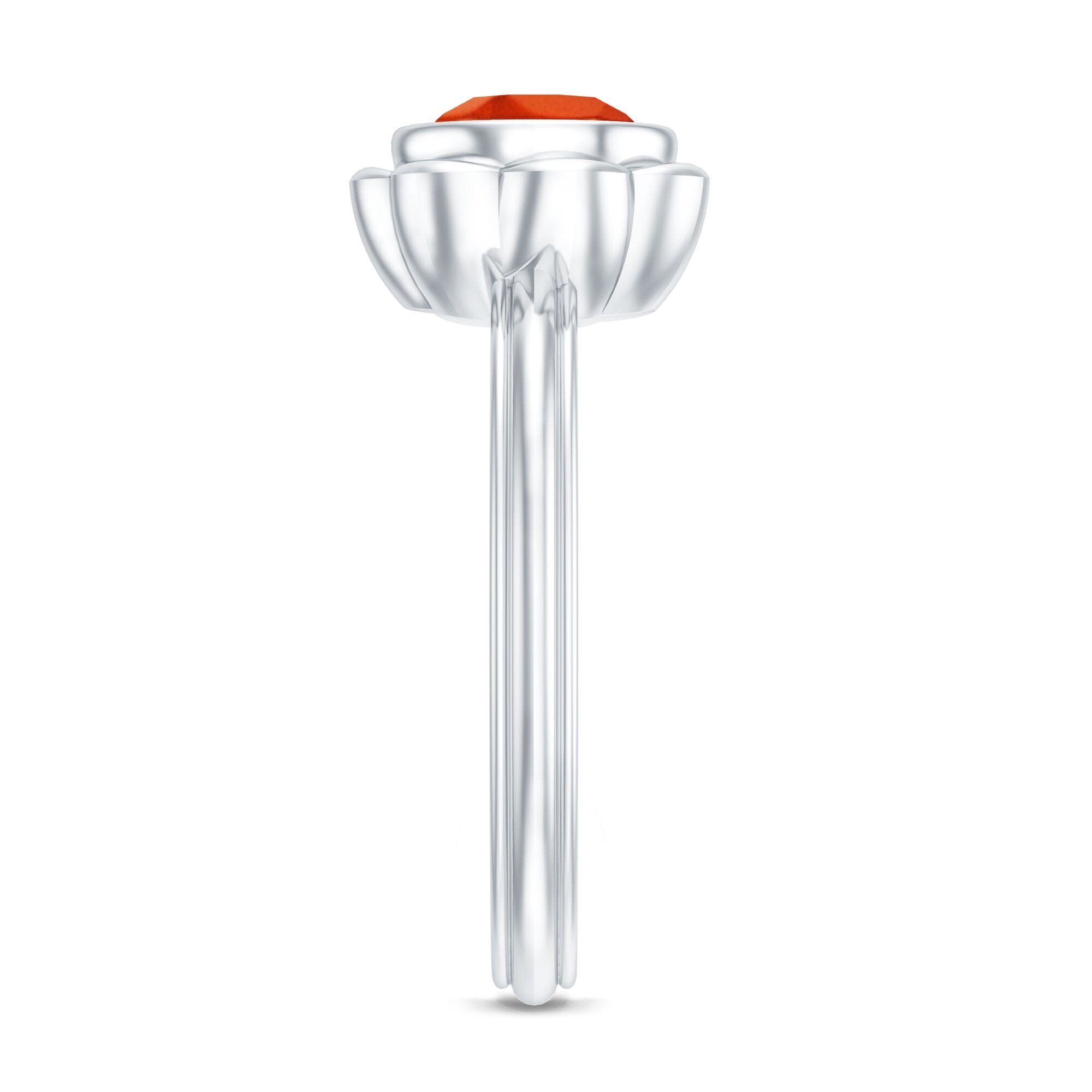 1.5 Carat Lab Grown Orange Sapphire Bezel Set Engagement RingRings