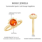 1.5 Carat Lab Grown Orange Sapphire Bezel Set Engagement RingRings