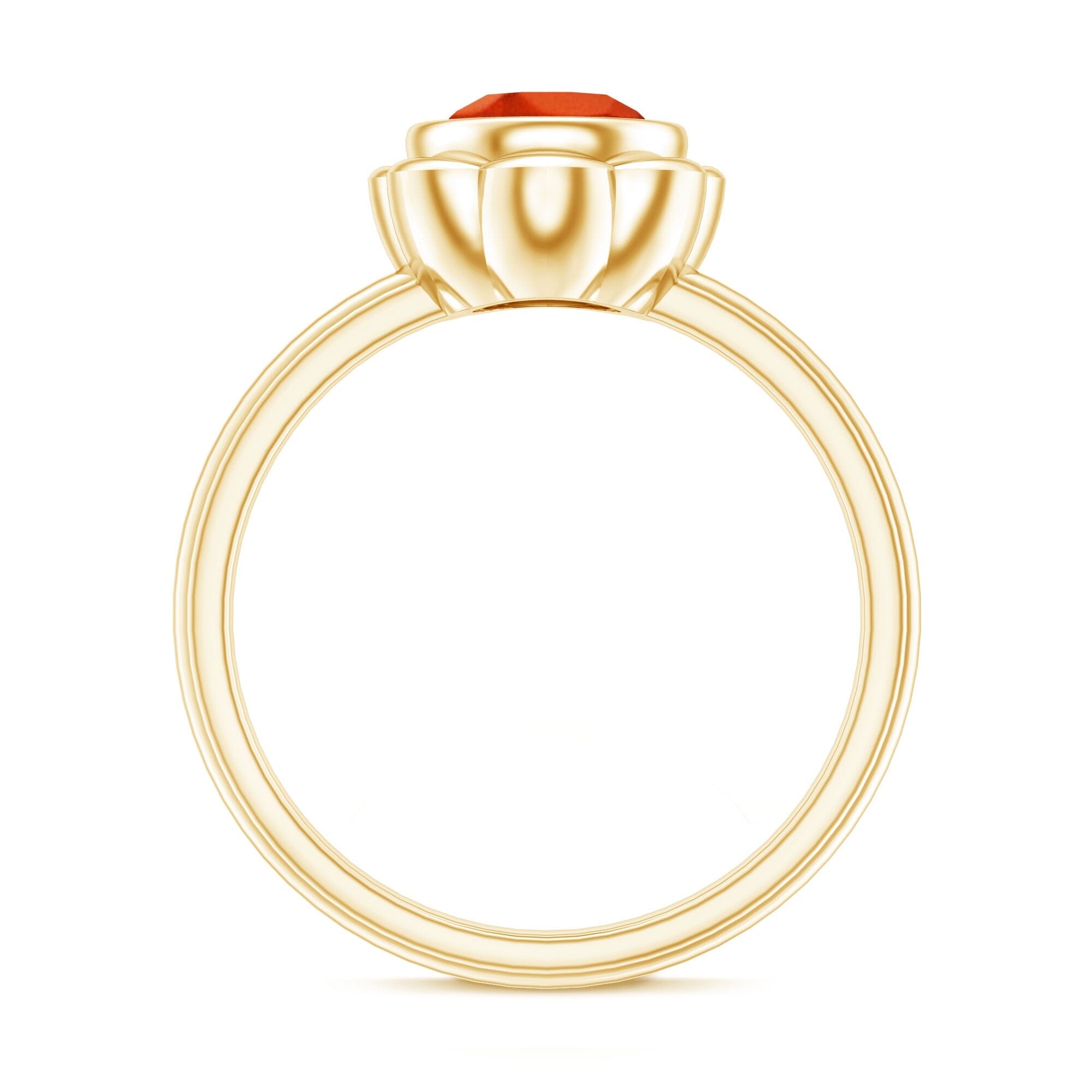 1.5 Carat Lab Grown Orange Sapphire Bezel Set Engagement RingRings