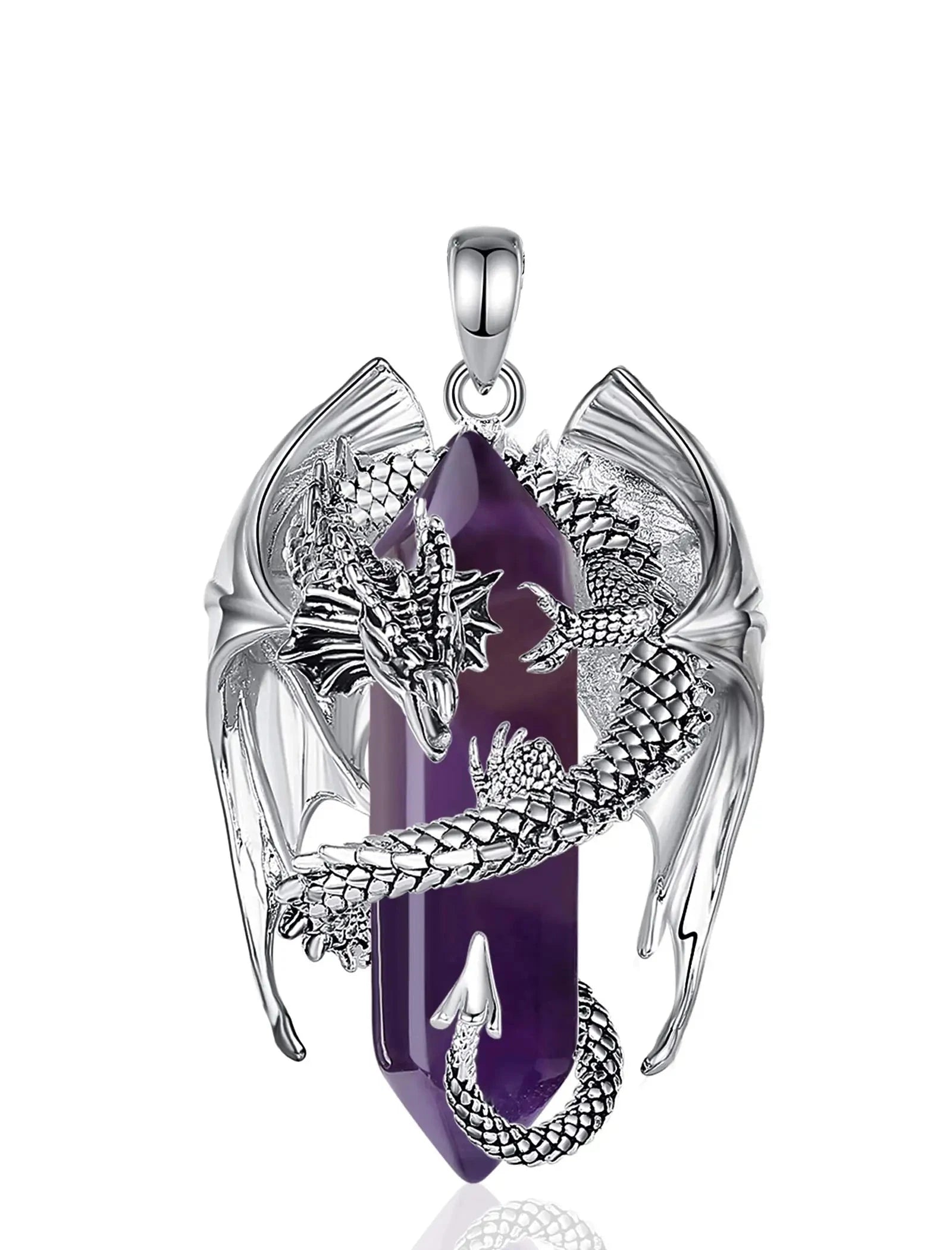 Dragon Twining Hexagonal Amethyst Prismatic Necklaceonly pendant