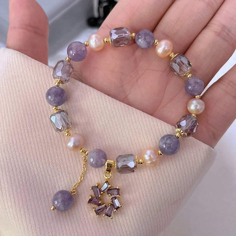 Purple Crystal Natural Pearl Bracelets