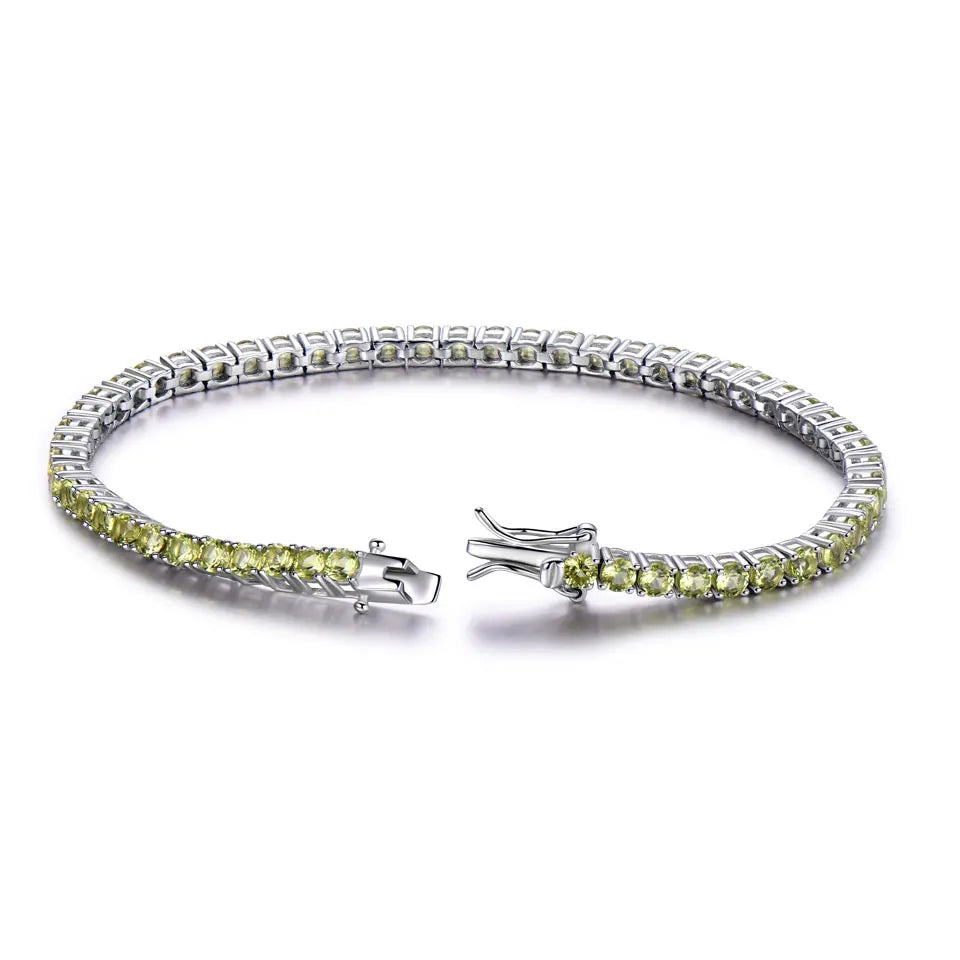 925 Sterling Silver Peridot Tennis BraceletPeridot20cm