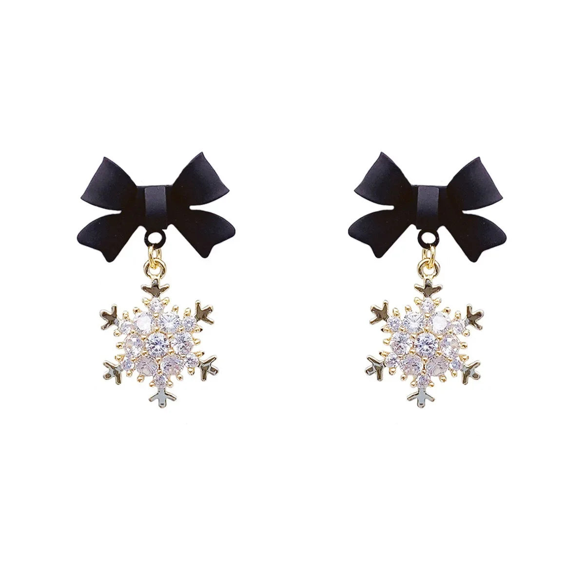 Sweet Bowknots Snowflake Drop Earrings