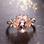 925 Silver Butterfly Morganite Pink Diamond Ring for Women