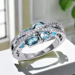 Unique Cross Rings with Colored Blue Cubic Zirconia Fashionable Design