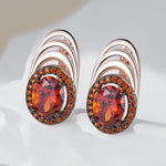 Rose Gold & Black Plating Red Zircon Geometric Earrings for Women
