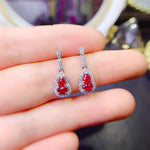 Ruby Gem Classic 925 Sterling Silver Drop EarringEarrings