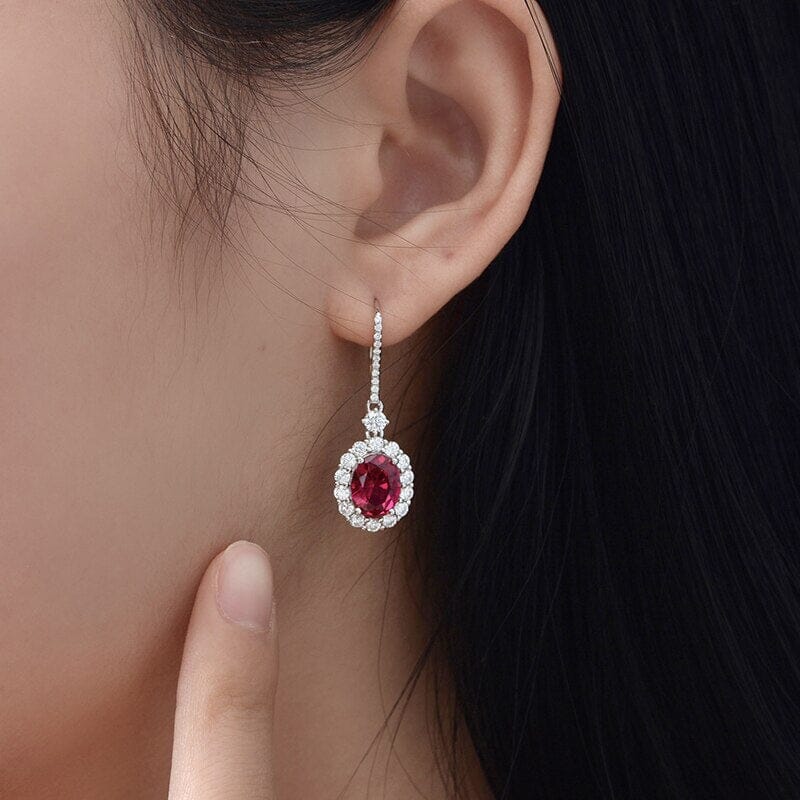 Ruby Drop 925 Sterling Silver EarringsEarrings