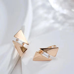 Geometric Drop Earrings For Women 585 Rose Gold Color