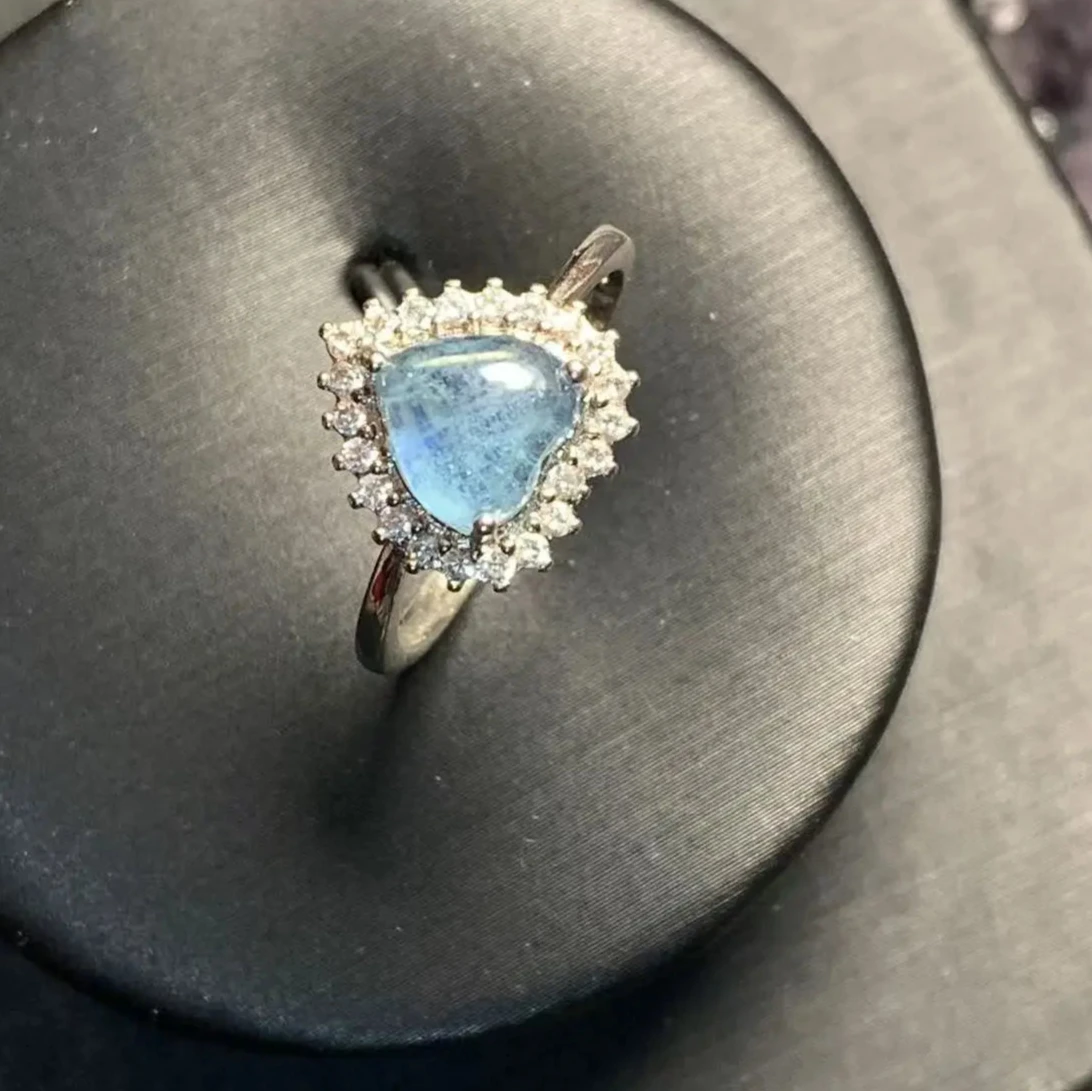 Vintage Natural Aquamarine Ring for Women Classic Style