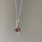 Gorgeous Carved Bohemian Garnet Pendant Necklace