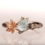 Diamond Twig & Leaf Solitaire Engagement Ring for Women